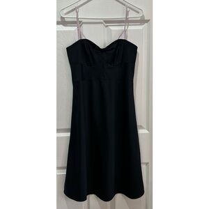 Coperni Paris Black Slip Mini Dress Sweetheart Neck Lilac Straps Size 4 Designer